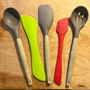 5 piece Silicone Kitchen bundle: scrapers & spoons
